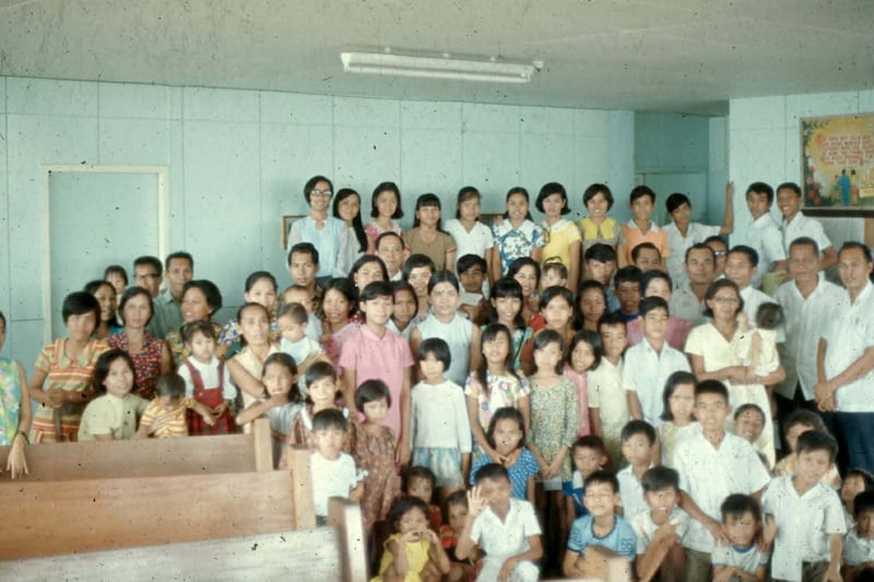 Members of the Bacolod Branch in Bacolod, Philippines, photographed by Elder Paul Blair in October 1971.