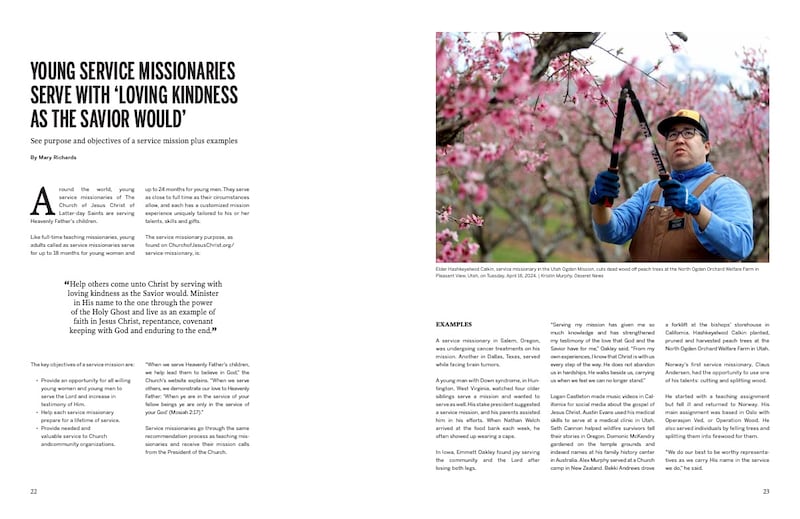 Pages 22-23 of the Missionary Work in The Church of Jesus Christ of Latter-day Saints magazine includes an article about service missionaries.