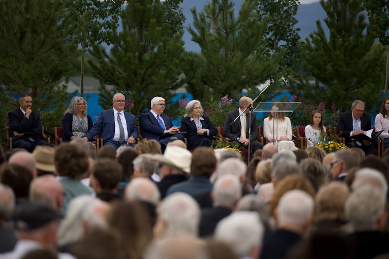 Latter-day Saints and community members gather at the groundbreaking ceremony for the Missoula Montana Temple.