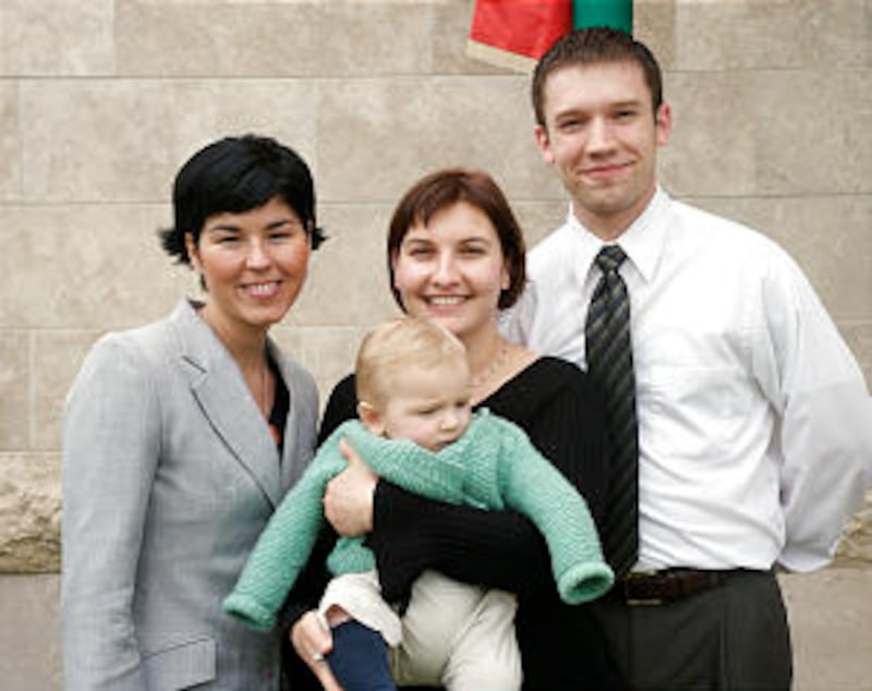 Rita Somafi, left, and Nora and Christopher Southwick, with baby, Benson.