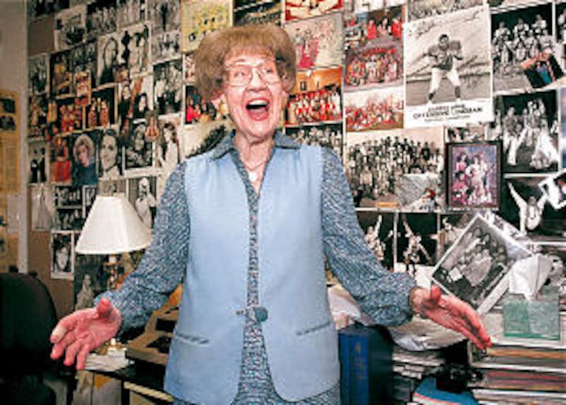 Janie Thompson sings a comical song she once composed about life at BYU. Now 80, she is credited wit