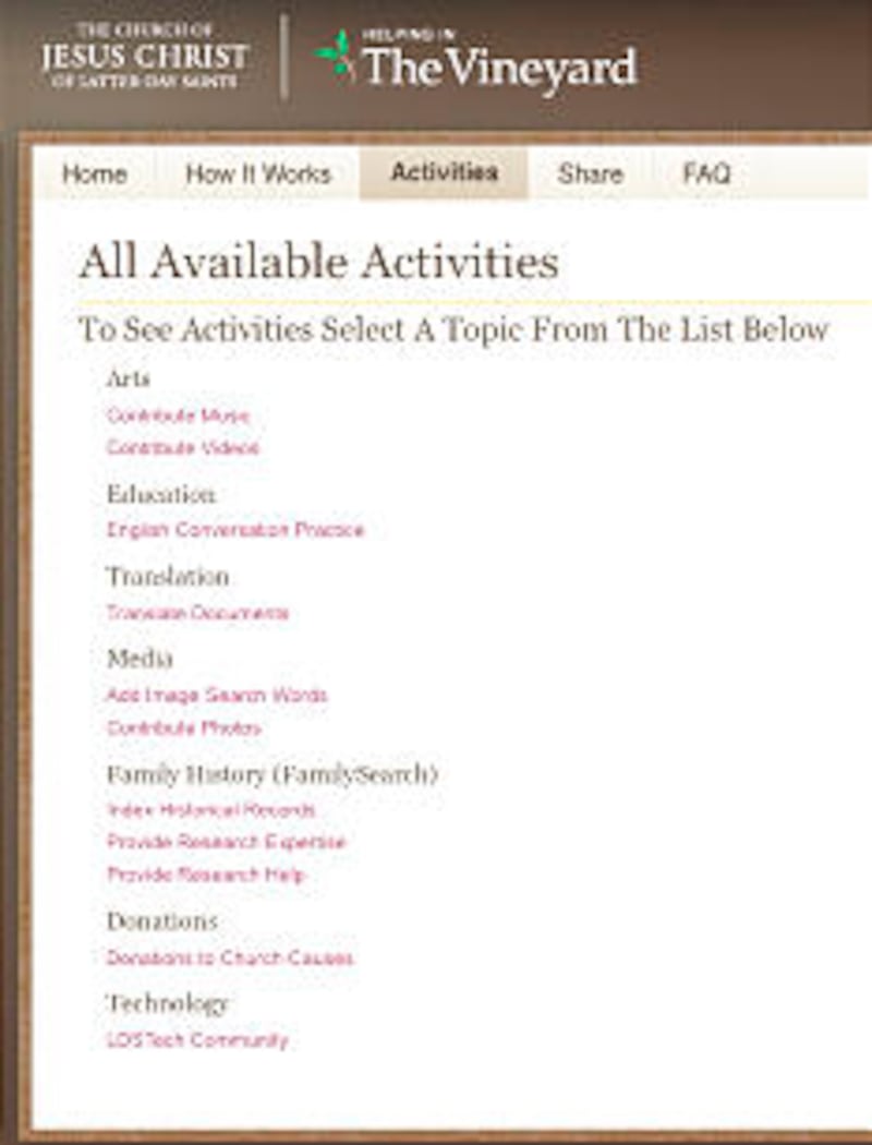 Vineyard.lds.org has a list of service opportunities in the Church.