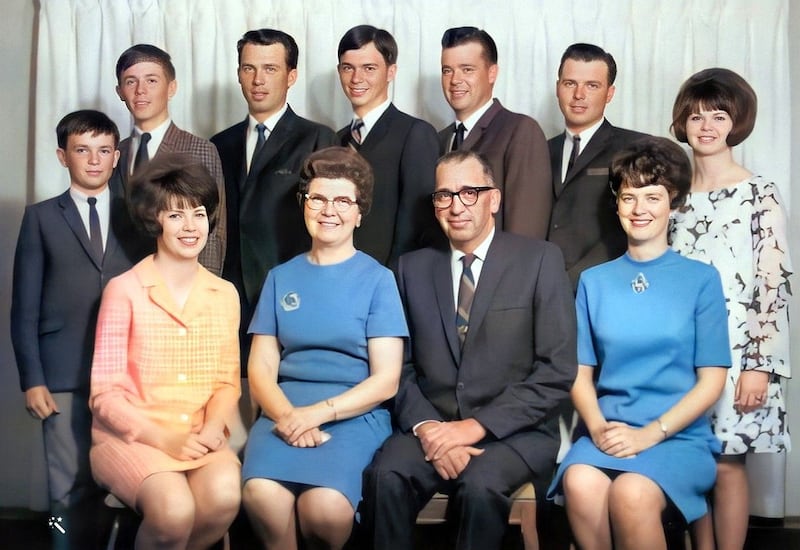 The Beus family of nine children is photographed in 1968.