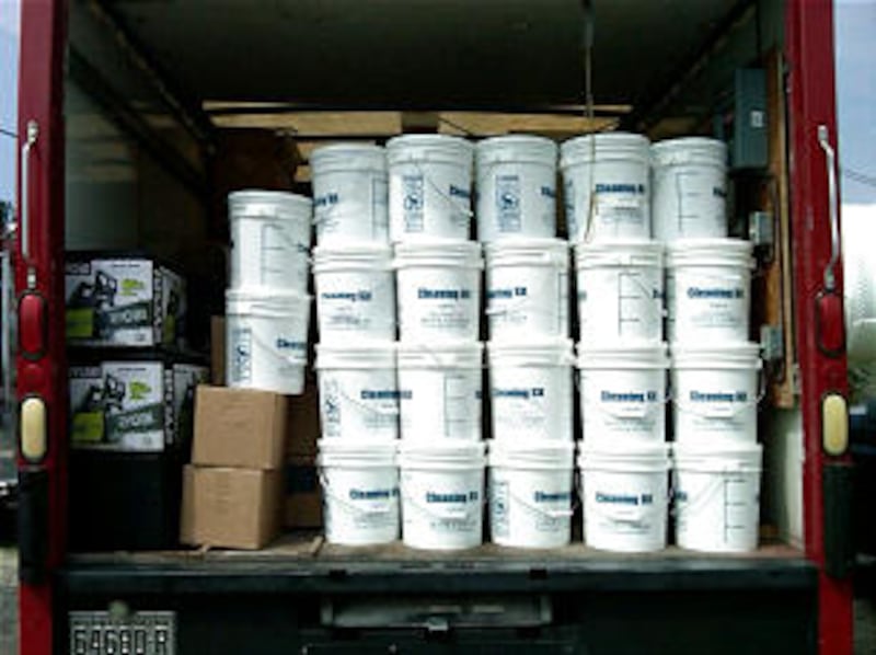 A delivery truck of supplies from the Atlanta location of Deseret Industries arrives in North Caroli