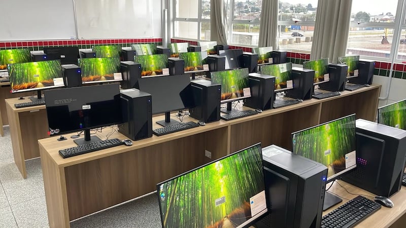 Computers, custom-designed furniture and network cabling infrastructure donated by the Church to the Federal Institute of Paraná in Pinhais, Brazil, in August 2026.