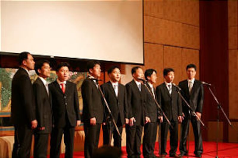 Singing during the Asia North Area Mission Presidents' Seminar in August is Hanaro, a group made up