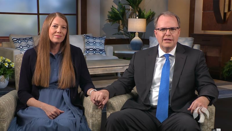 BYU–Pathway Worldwide President Brian K. Ashton and his wife, Sister Melinda Ashton, speak during a devotional broadcast on Friday, May 8, 2026.