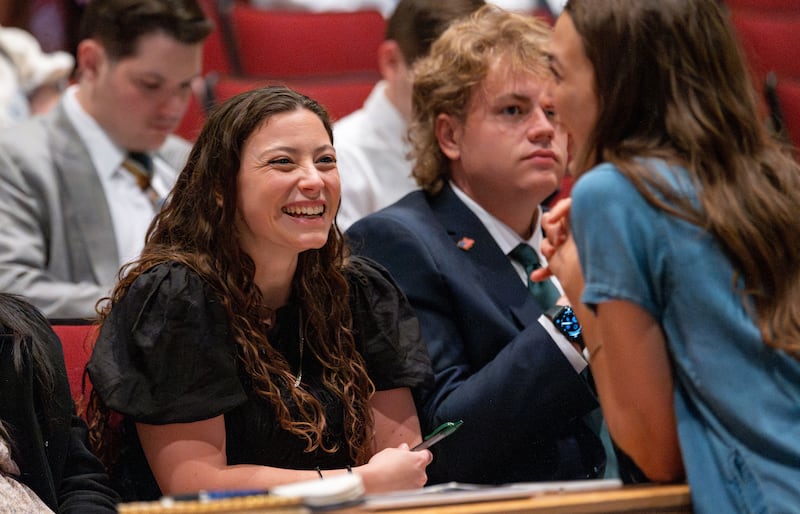 Students attend a devotional given by Elder Gérald Caussé of the Quorum of the Twelve Apostles at BYU–Idaho on Sunday, June 14, 2026.