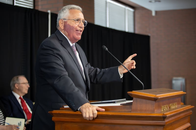 Elder Rubén V. Alliaud speaks at Ensign College in Salt Lake City for the weekly devotional on Tuesday, Sept. 15, 2026.