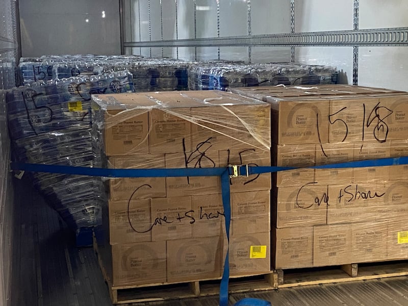 A semitruck of bottled water, peanut butter and jam from The Church of Jesus Christ of Latter-day Saints was delivered to Care and Share in Colorado Springs, Colorado, to support wildfire efforts for the Aspen Acres fire burning in Southern Colorado.