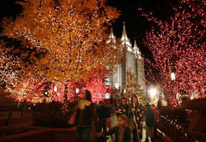 Hundreds of thousands of lights can be seen at Temple Square, during the Christmas holiday. The trad