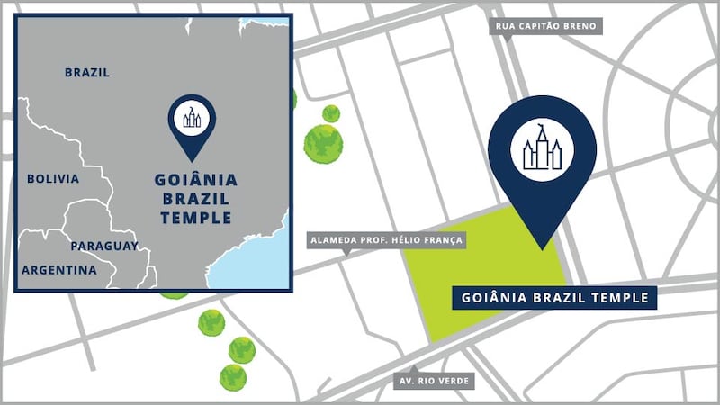 A site map of the Goiânia Brazil Temple.