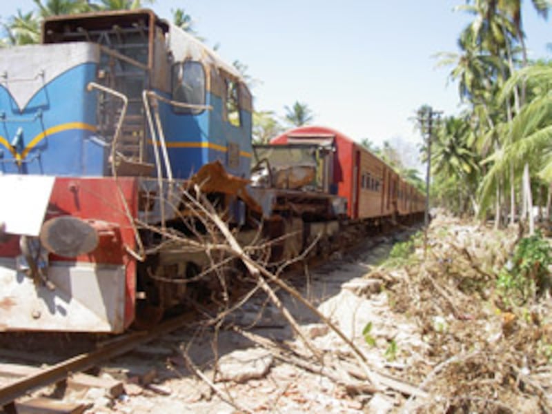 Train - where hundreds in Sri Lanka died during Dec. 26 tsunami - stands two months later as a remin
