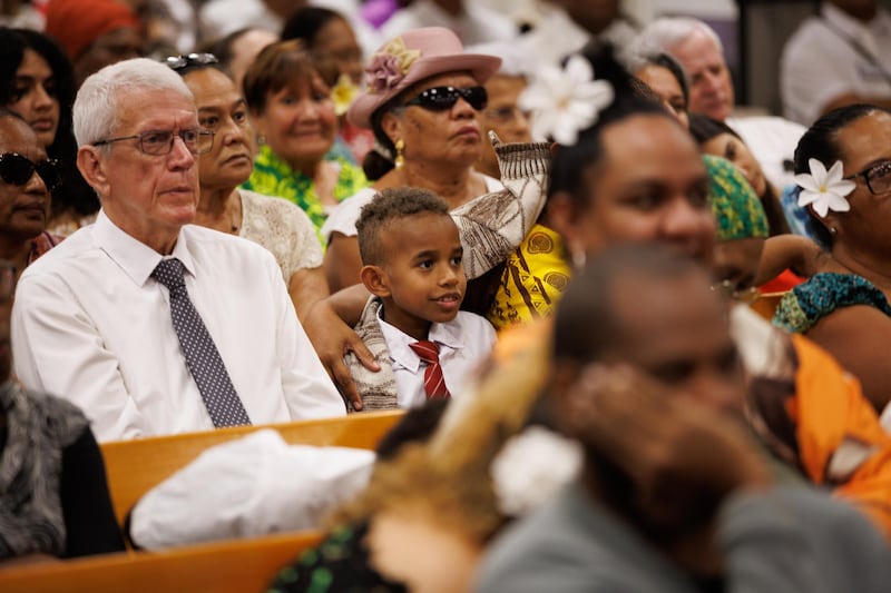 Latter-day Saints gather for a devotional with Elder Gary E. Stevenson of the Quorum of the Twelve Apostles in Nouméa, New Caledonia, on May 19, 2026.
