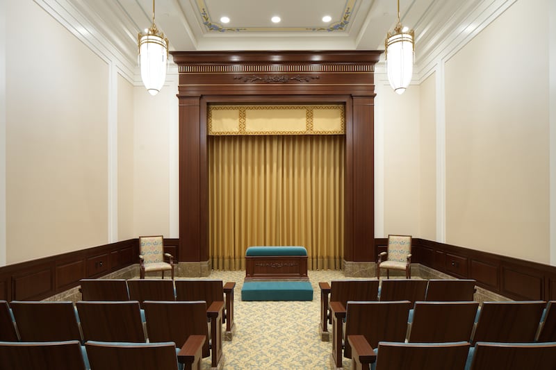 An instruction room inside the Montpelier Idaho Temple.