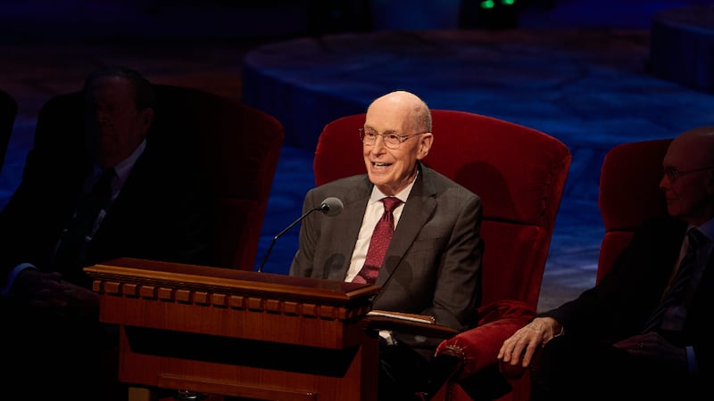 President Henry B. Eyring speaks during the First Presidency's Christmas devotional broadcast on Sunday, December 7, 2025.