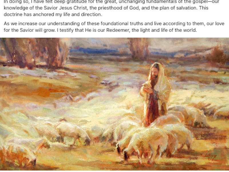 Church President Dallin H. Oaks wrote about the " great, unchanging fundamentals of the gospel" in a social post on Feb. 4, 2026.
