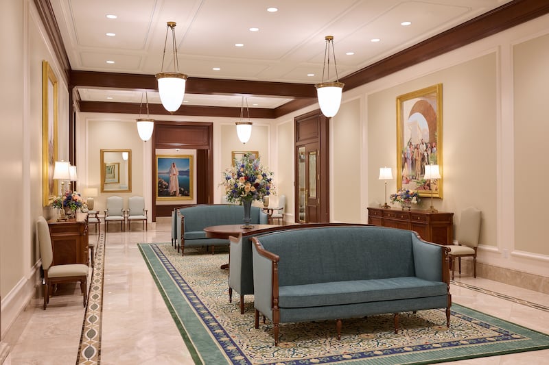 A waiting area inside the Lindon Utah Temple.