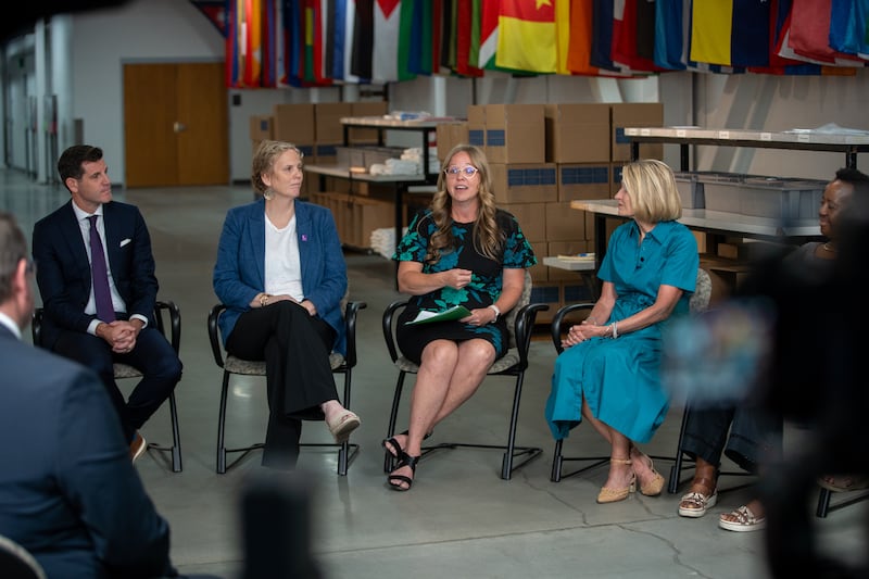 Elissa Gifford speaks during the recording of the Church News podcast at the Humanitarian Center in Salt Lake City for an episode released Tuesday, Aug. 25, 2026.