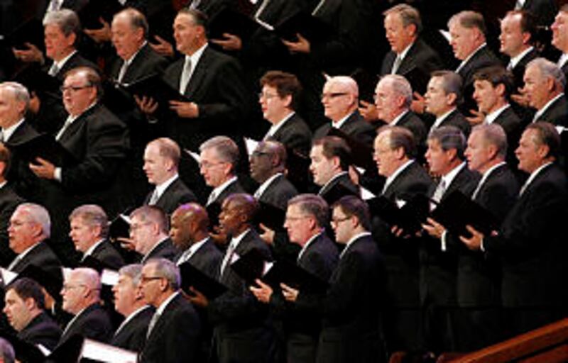 Members of the Tabernacle Choir sing during the First Presidency's Christmas Devotional Sunday, Dec