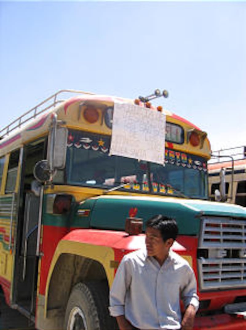 Bus used for a recent temple excursion from western Guatemala.