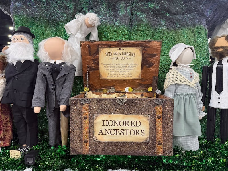 The Herriman Utah South Stake float holds a treasure chest full of the names of ancestors at the Days of '47 float preview party at the Mountain America Expo Center in Sandy, Utah, on Tuesday, July 21, 2026.