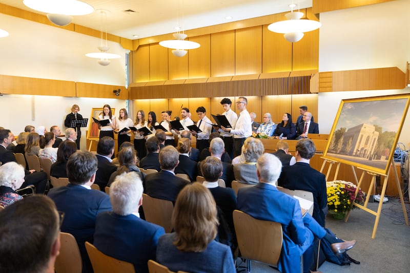 A choir sings “Schönster Herr Jesus,” or “Beautiful Savior,” during the Vienna Austria Temple groundbreaking ceremony in Vienna, Austria, on Oct. 17, 2026.