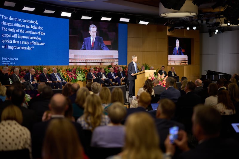 Elder David A. Bednar of the Quorum of the Twelve Apostles speaks at the 2026 Seminar for New Mission Leaders at the Provo Missionary Training Center in Provo, Utah, on Saturday, June 20, 2026