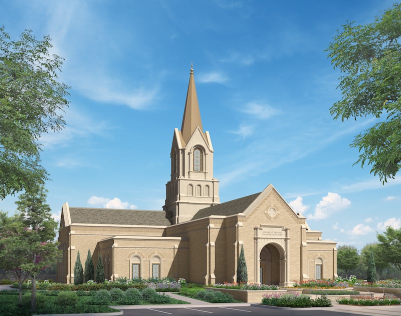 An architectural rendering of the Rapid City South Dakota Temple.