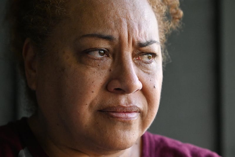 Etina Hingano has tears in her eyes as she talks about the August 2023 fires on Maui six months later.