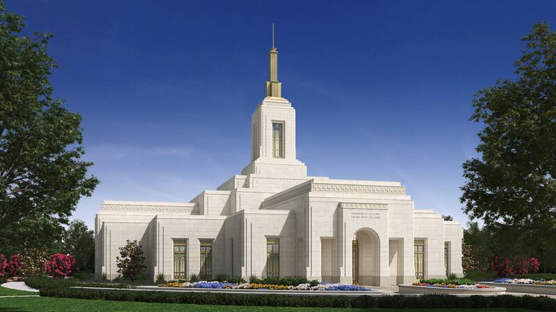 An exterior rendering of the Fairview Texas Temple.