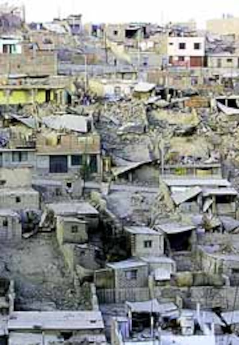 An overview of the Peruvian highland town of Moquegua that was partially destroyed by major quake th