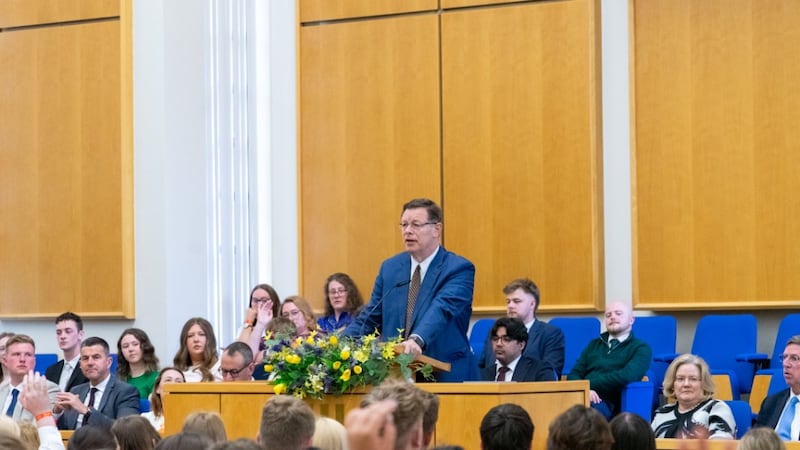 Elder Clark G. Gilbert of the Quorum of the Twelve Apostles teaches young adults on Sunday, May 31, 2026, during the One-by-One Young Adult Conference of The Church of Jesus Christ of Latter-day Saints held in Lancashire, England.