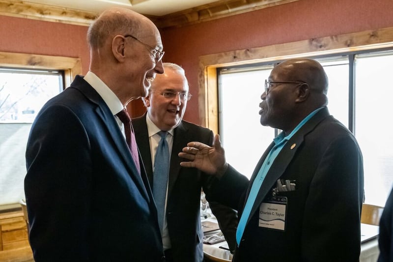 President Eyring attends a luncheon with Charles C. Taylor, president of the Treasure Valley NAACP on Tuesday, March 3, 2020.