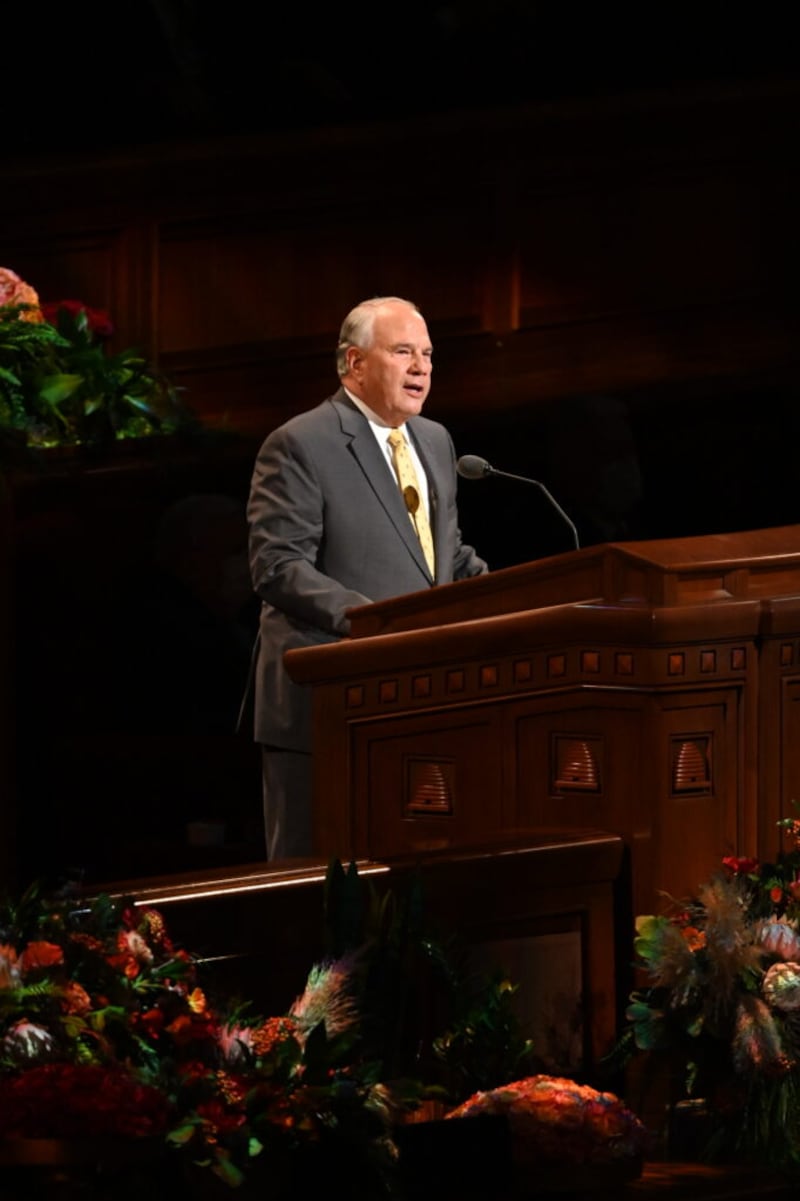 Elder Ronald A. Rasband of the Quorum of the Twelve Apostles speaks during the Saturday afternoon session of the 191st Semiannual General Conference of The Church of Jesus Christ of Latter-day Saints, broadcast from the Conference Center in Salt Lake City on Oct. 2, 2021.
