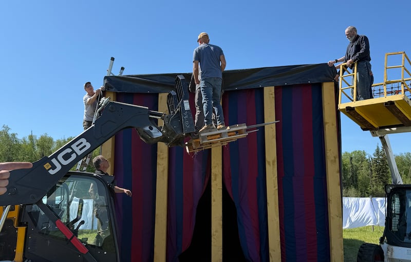 Robert Jones and other stake leaders and friends help to build the Eagle River Alaska Stake's tabernacle replica for months leading up to the stake youth camp: Camp Hesed, June 9-13, 2026.