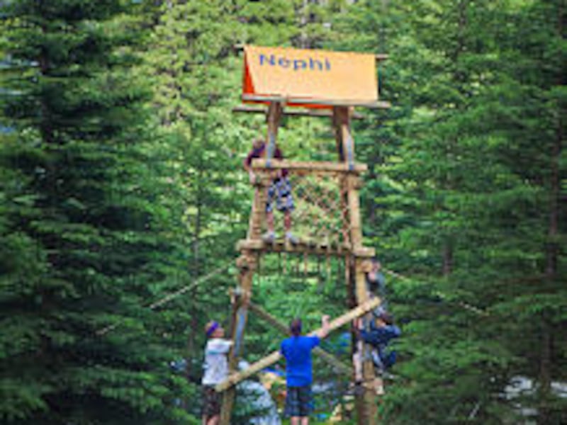 LDS Scouts in Canada participate in Book of Mormon-themed pioneering activity during recent encampme