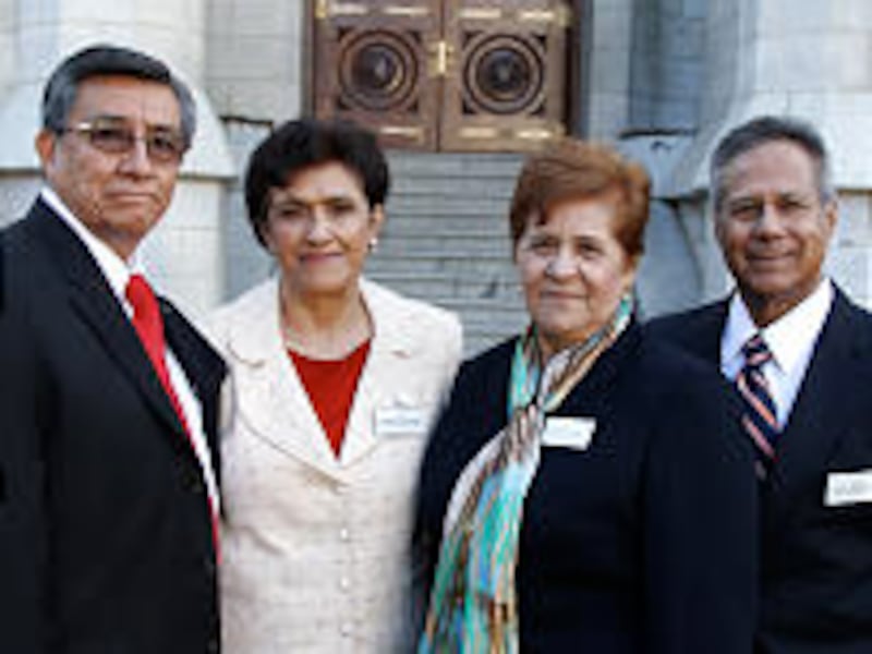 Pres. José Jiménez Barreto, Sister Yolanda M. de Jiménez; Sister Adea V. Macias