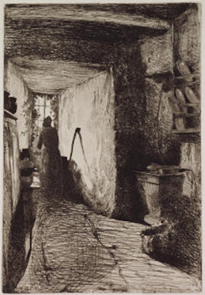 James Whistler's etching "The Kitchen" captures the quiet and sometimes lonesome nature of domestic