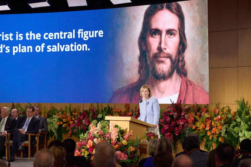Sister Amy A. Wright, first counselor in the Primary general presidency and member of the Church’s Missionary Executive Council, speaks during the 2026 Seminar for New Mission Leaders on Friday, June 19, 2026, at the Provo Missionary Training Center in Provo, Utah.