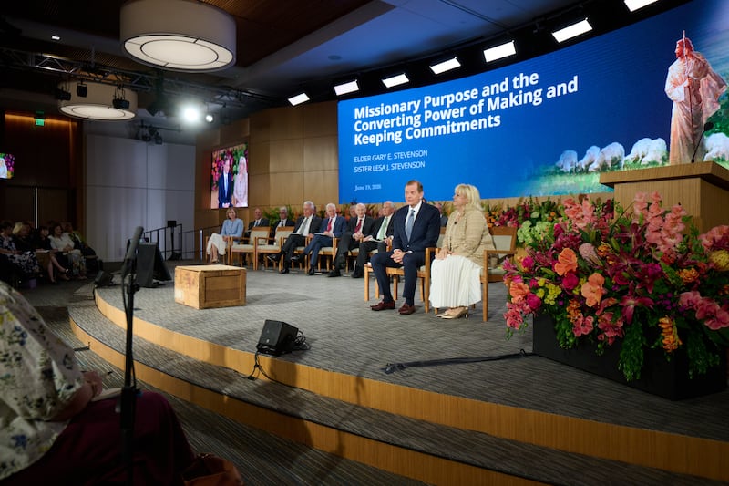Elder Gary E. Stevenson of the Quorum of the Twelve Apostles and his wife, Sister Letha Stevenson, speak at the 2026 Seminar for New Missionary Leaders on Friday, June 19, 2026, at the Provo Missionary Training Center in Provo, Utah.