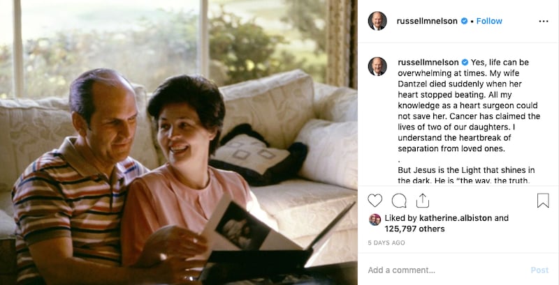 In an Instagram post, President Russell M. Nelson spoke about relying on the Savior during times of