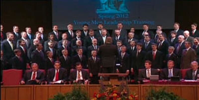 A choir sings at the 2012 Young Men general Leadership Training Meeting.