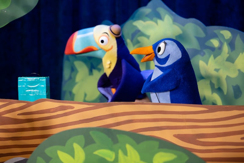 Bird puppets named Gilbert and Penny are part of the filming of the May 2026 Friend to Friend.
