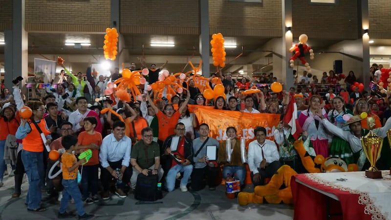 Participants celebrate at a dance festival commemorating the 100th anniversary of Institutes of Religion in Lima, Peru, Sept. 26, 2026.