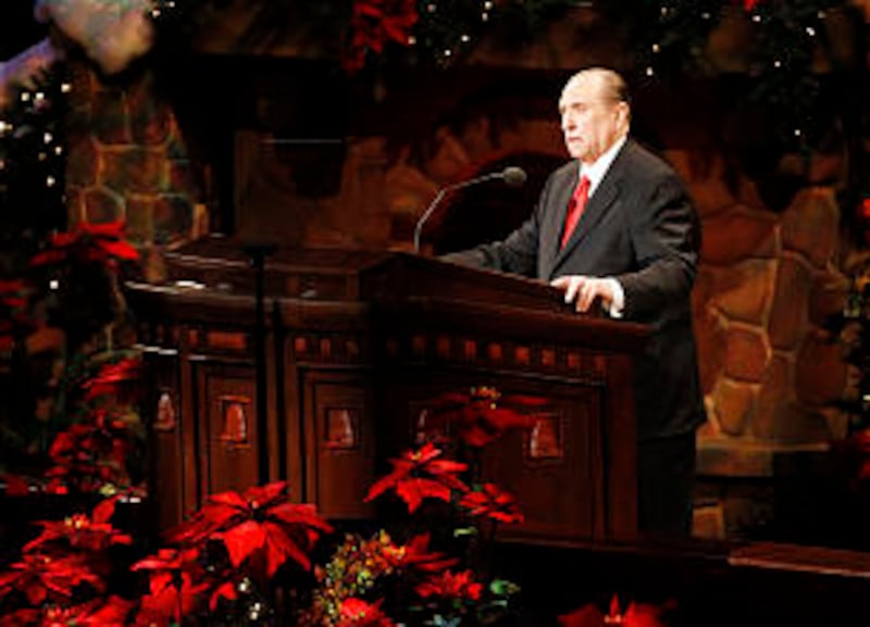 President Thomas S. Monson speaks during the First Presidency's Christmas Devotional Sunday, Dec. 4,