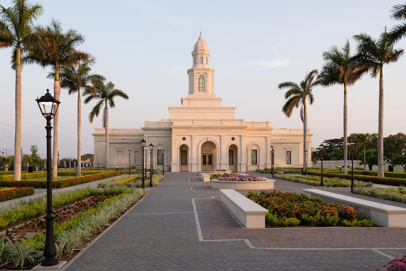 The Managua Nicaragua Temple at sunrise.