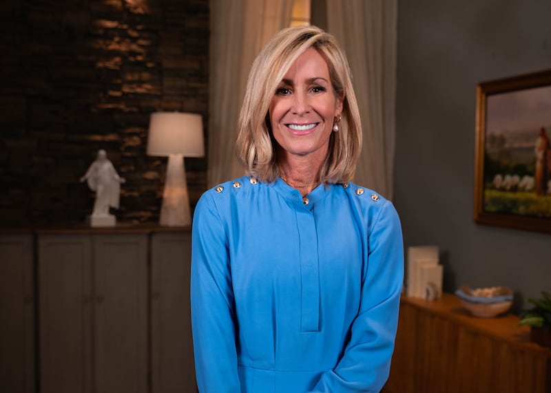 Sister Tamara W. Runia, first counselor in the Young Women general presidency, speaks to BYU–Pathway students during a devotional broadcast on Friday, April 3, 2026.