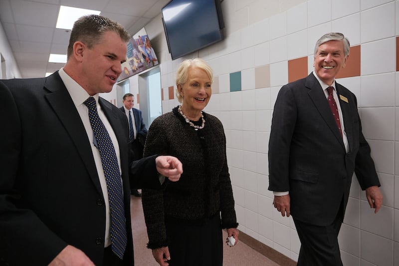 World Food Programme Executive Director Cindy McCain is given a tour of Welfare Square of The Church of Jesus Christ of Latter-day Saints in Salt Lake City on Friday, Jan. 30, 2026.