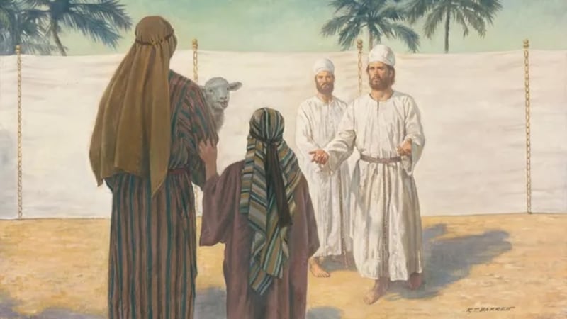 "Sacrifice of a Lamb" is by Robert T. Barrett.